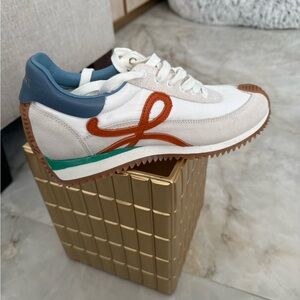 Loewe White and Orange Sneakers with Blue Accents
